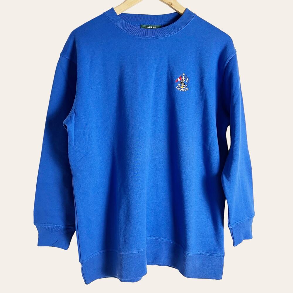 Lauren Ralph Lauren Men’s Blue Crewneck Long Sleeve Pullover Anchor Sweatshirt